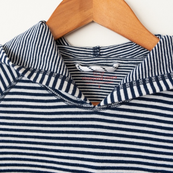 Vineyard Vines Super Soft Large Youth Double Knit  Striped Pullover Hoodie - Picture 5 of 7